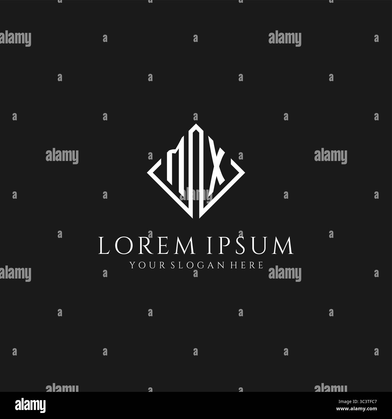 Letter MX logo with rhombus square design style vector graphic Stock Vector