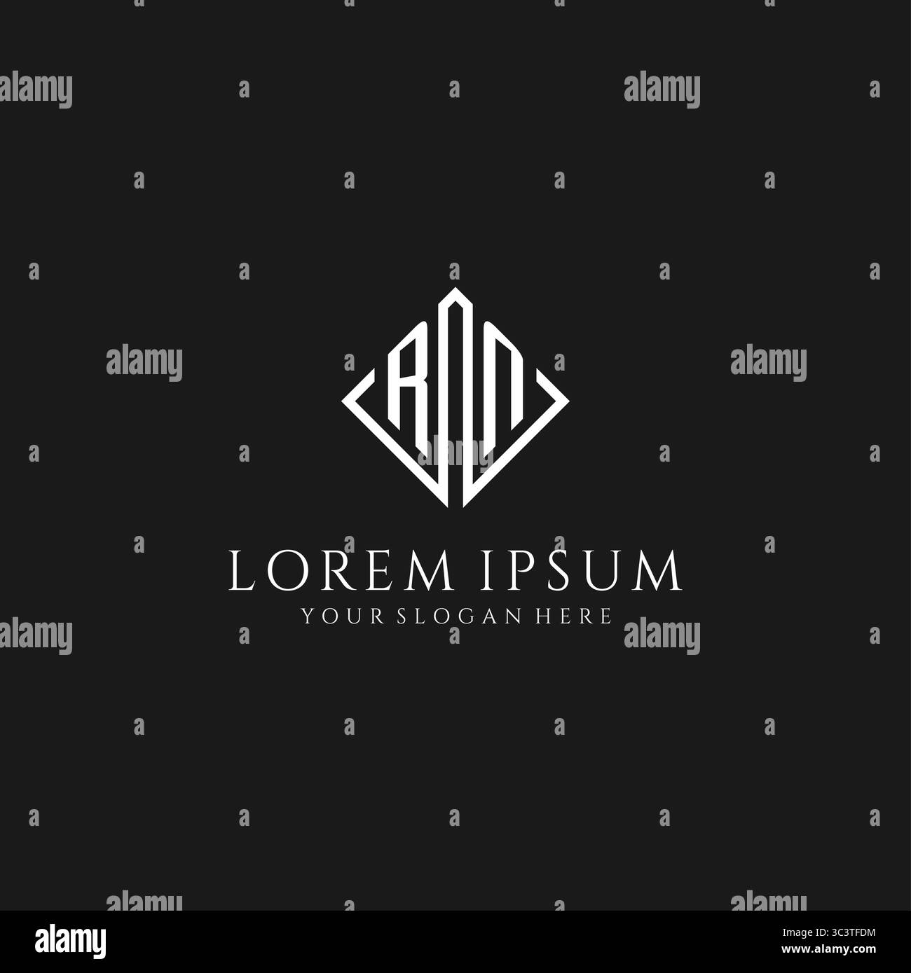 Letter RN logo with rhombus square design style vector graphic Stock Vector