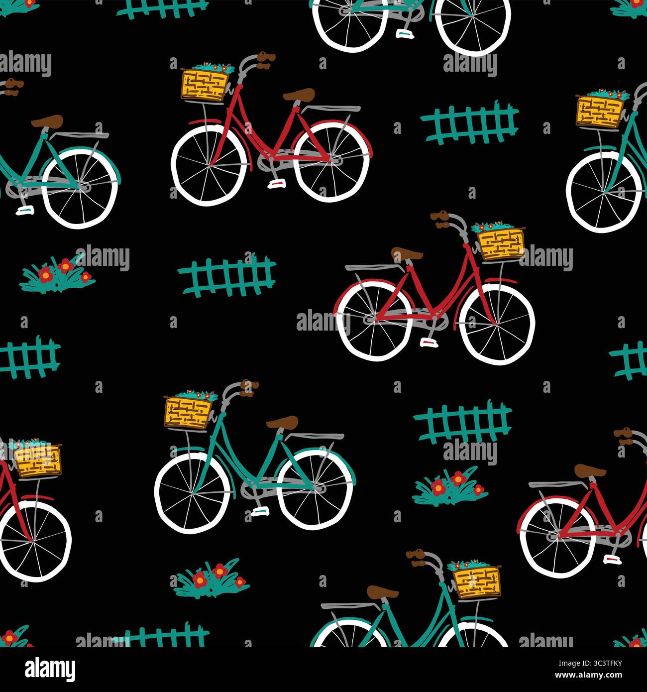 cute bicycle seamless doodle vector Stock Vector Image & Art - Alamy