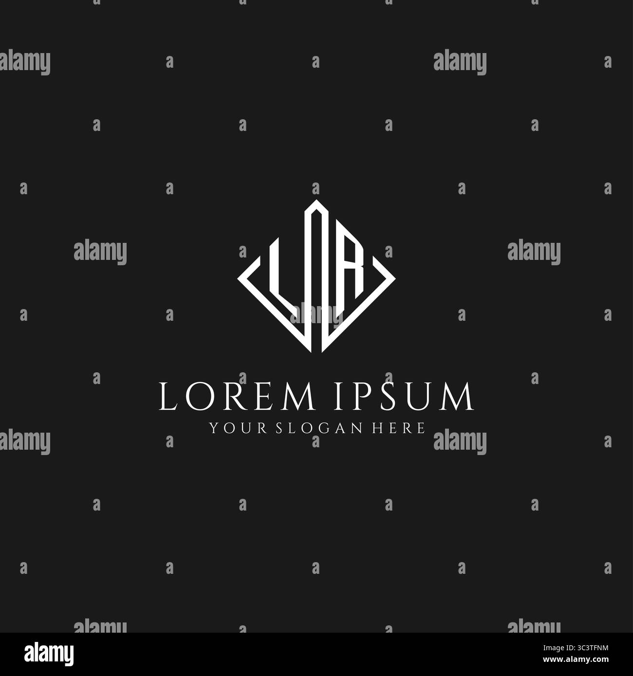 Letter LR logo with rhombus square design style vector graphic Stock Vector