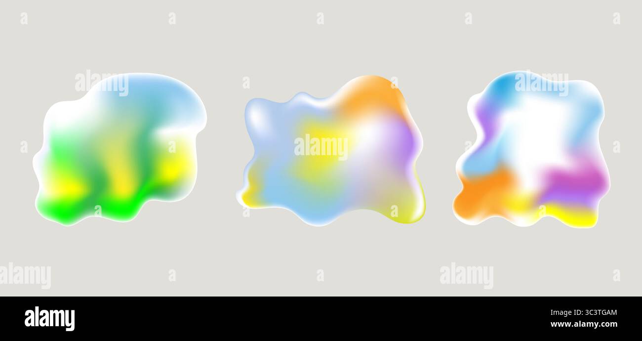Colored gradient fluid abstract blots backgrounds organic elements set for text Stock Vector