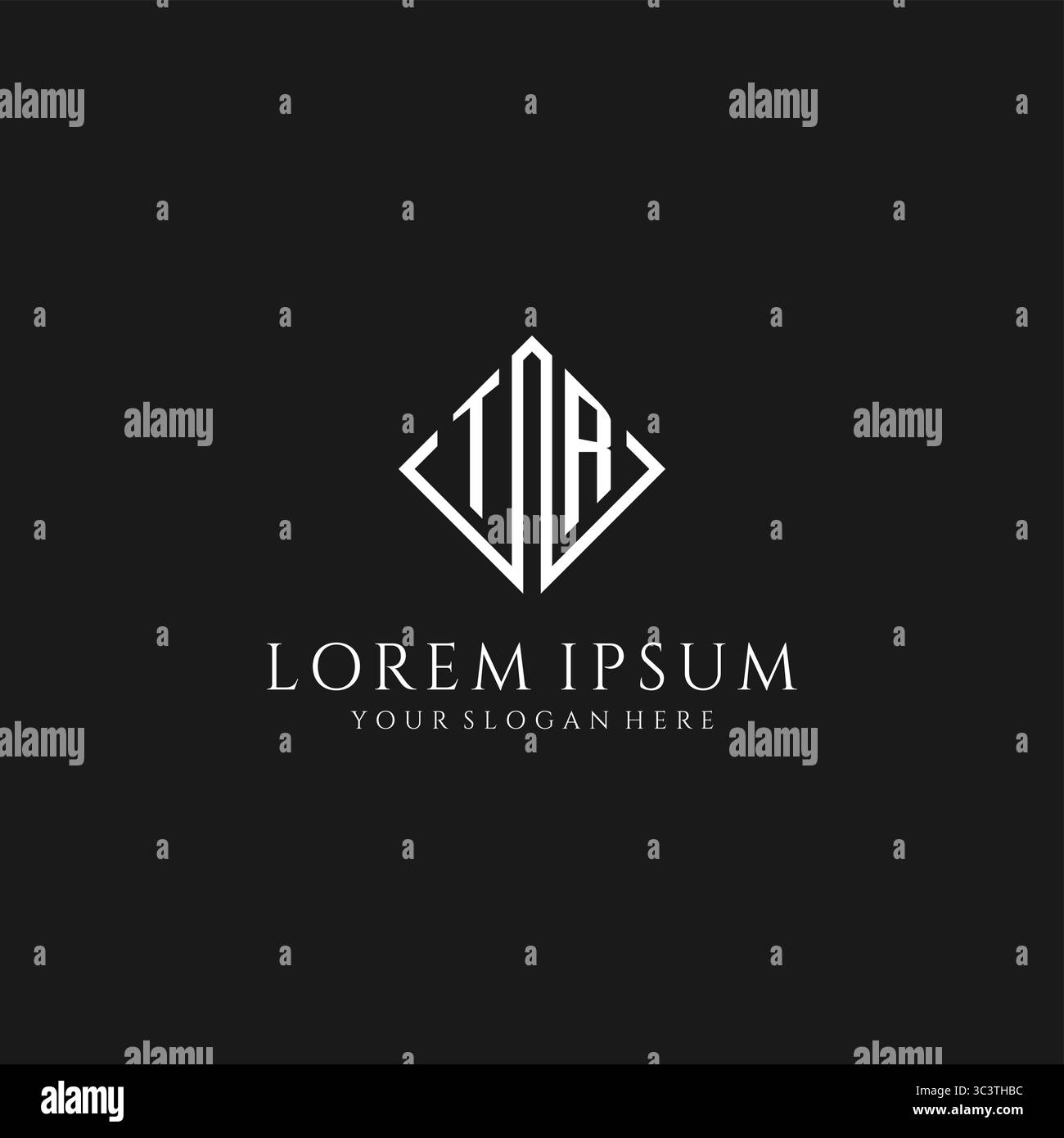 Letter TR logo with rhombus square design style vector graphic Stock Vector