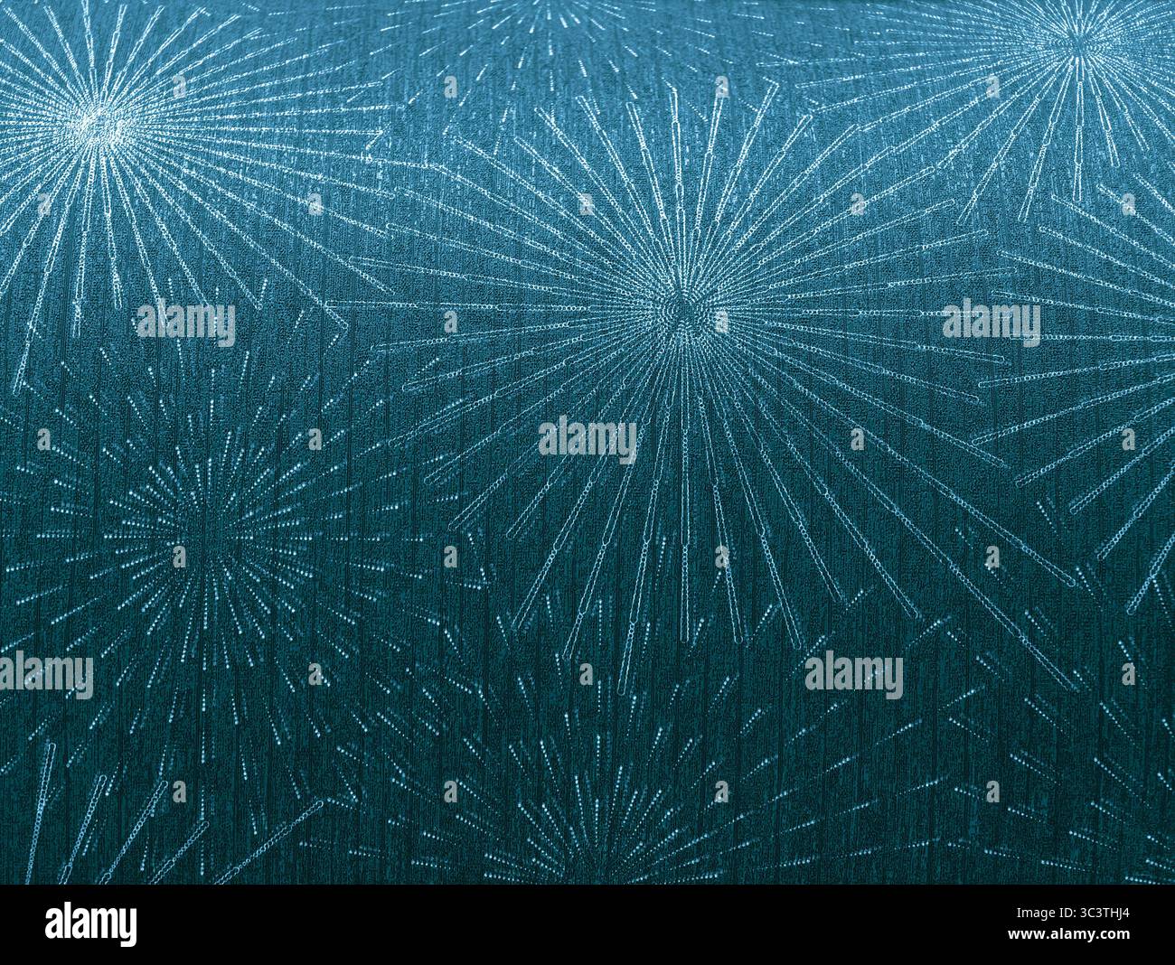Striking Teal Abstract Background with Dynamic Starburst Textures for Bold Digital Designs. High-Resolution Wallpaper and Screensaver for Phones, Tablets, Laptops, and Marketing Applications Stock Photo