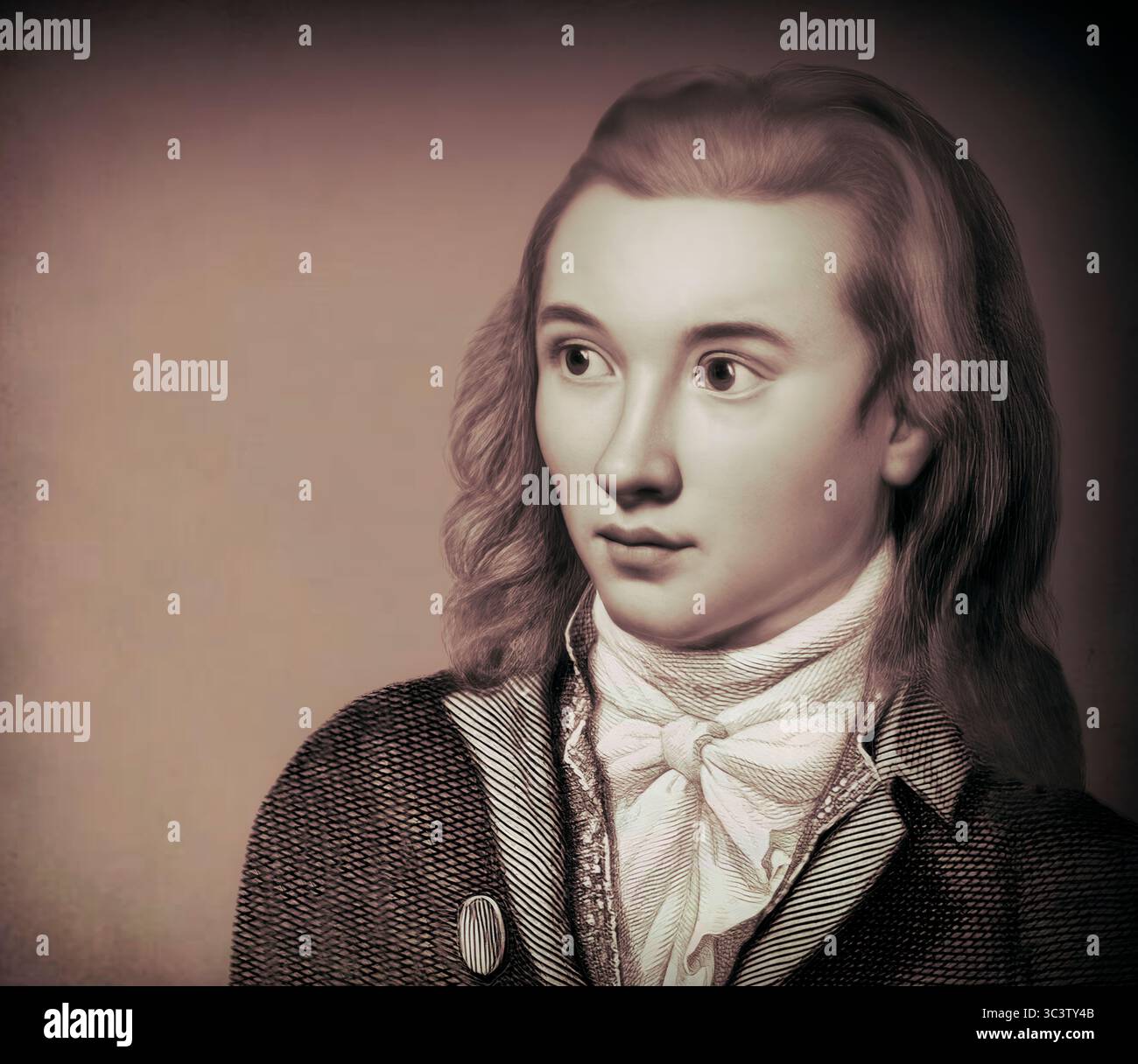 Portrait of Georg Philipp Friedrich Freiherr von Hardenberg, pseudonym and pen name Novalis, 1772 - 1801, German poet of Early German Romanticism, digitally edited Stock Photo
