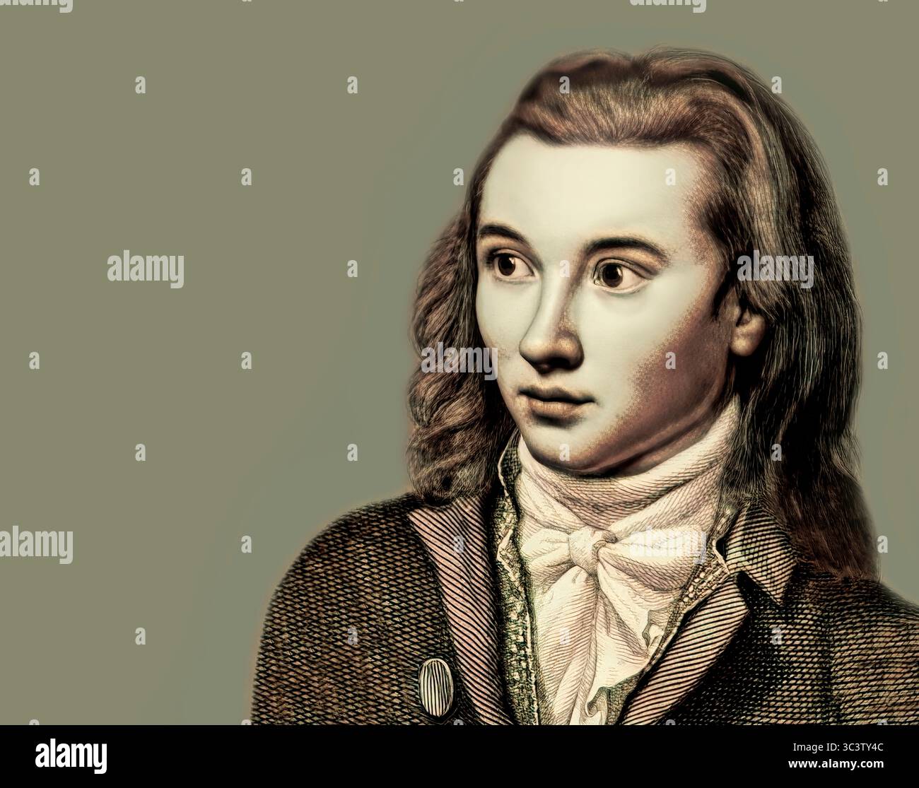 Portrait of Georg Philipp Friedrich Freiherr von Hardenberg, pseudonym and pen name Novalis, 1772 - 1801, German poet of Early German Romanticism, digitally edited Stock Photo