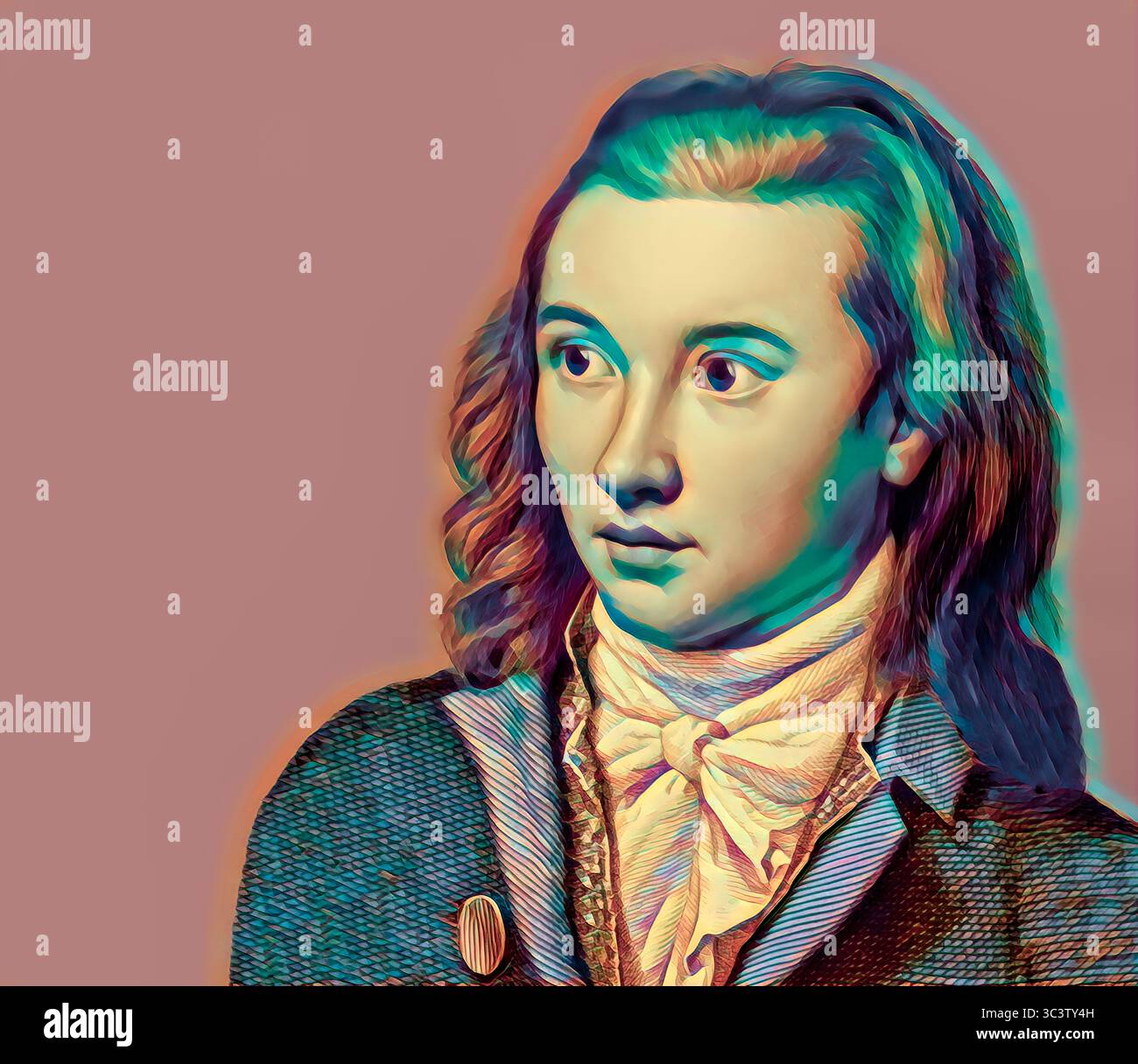 Portrait of Georg Philipp Friedrich Freiherr von Hardenberg, pseudonym and pen name Novalis, 1772 - 1801, German poet of Early German Romanticism, digitally edited Stock Photo