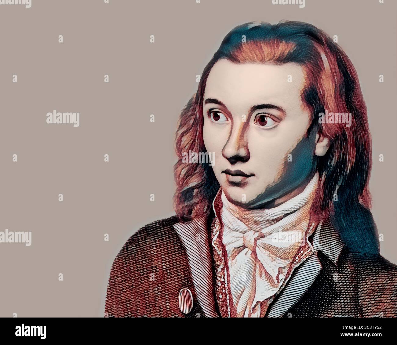 Portrait of Georg Philipp Friedrich Freiherr von Hardenberg, pseudonym and pen name Novalis, 1772 - 1801, German poet of Early German Romanticism, digitally edited Stock Photo