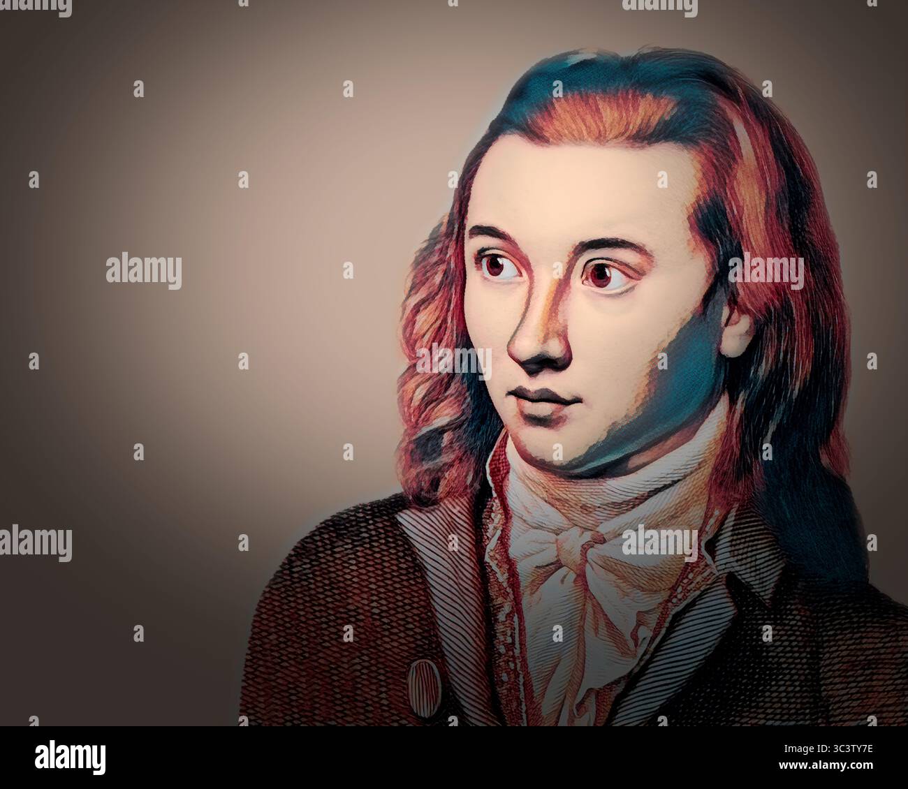 Portrait of Georg Philipp Friedrich Freiherr von Hardenberg, pseudonym and pen name Novalis, 1772 - 1801, German poet of Early German Romanticism, digitally edited Stock Photo