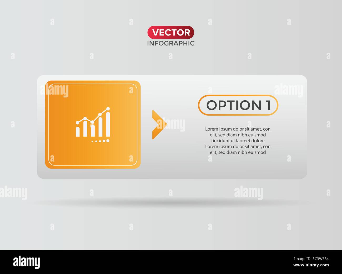 1, one-Step Editable Infographic Template with growth icon for Marketing, Strategy, Presentations, Reports, Workflow and Data Visualization Stock Vector
