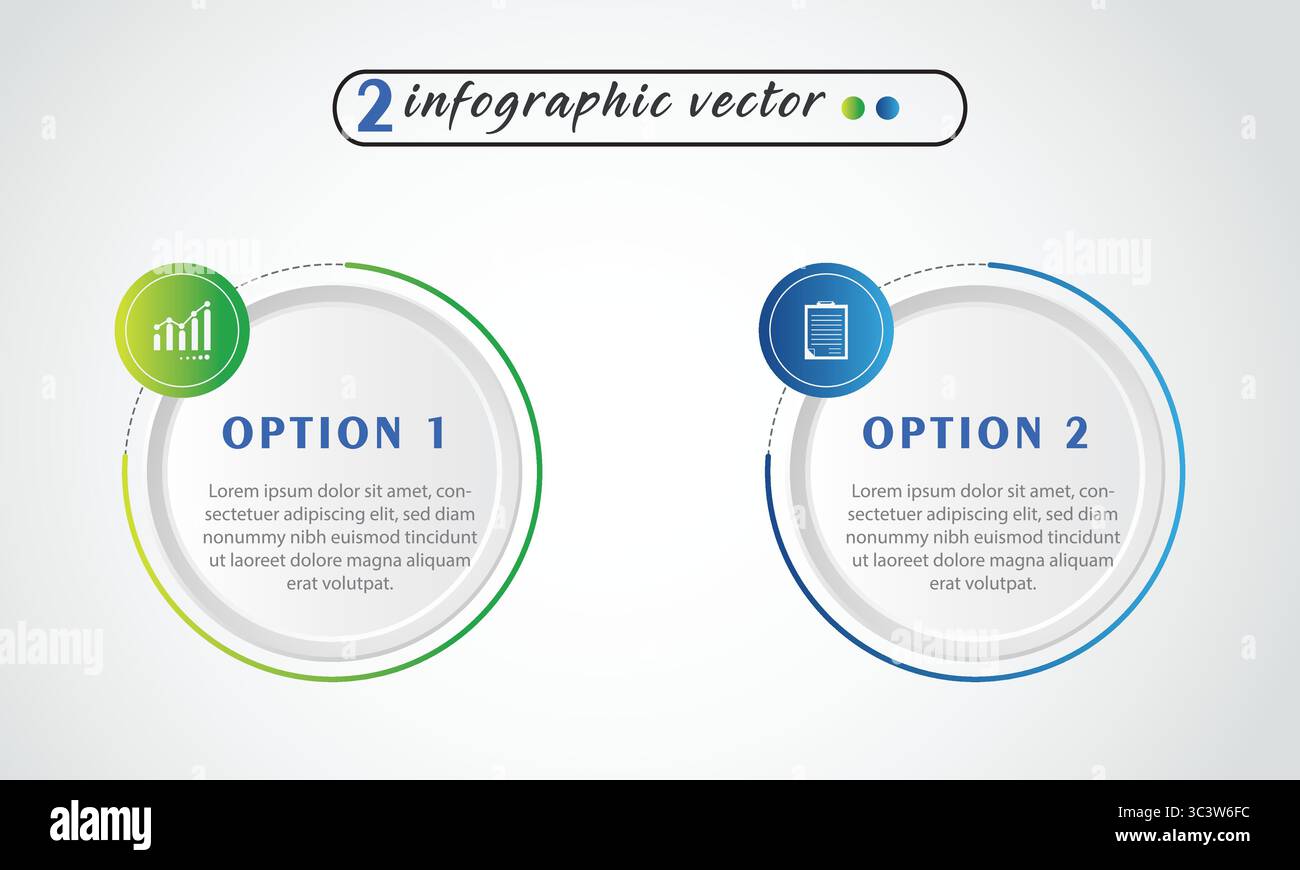 Infographic design template. Timeline concept with 2 steps. Can be used for workflow layout, Presentation, diagram, banner, Vector illustration with 2 Stock Vector