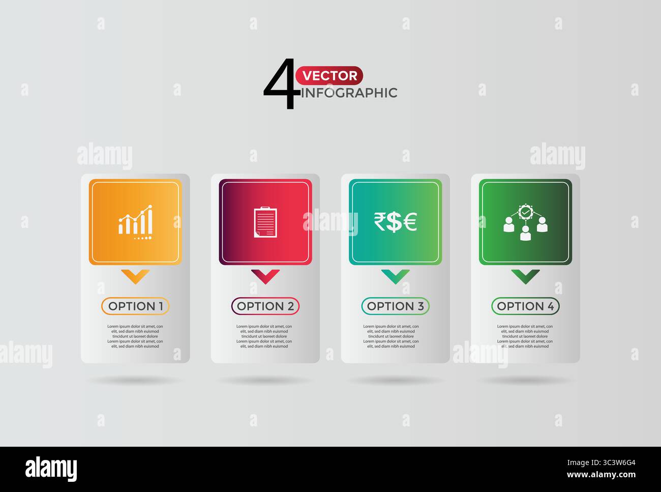 Four, 4-Step Editable Infographic Template with icons for Marketing ...