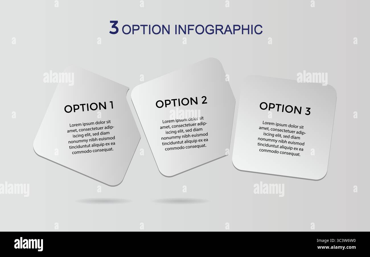 3, Three-Step Editable Infographic Template for Marketing, Strategy, Presentations, Reports, Workflow and Data Visualization in square Stock Vector