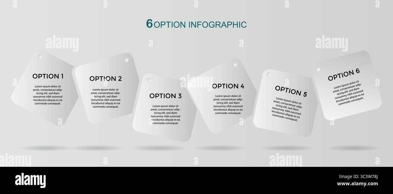 6, Six-Step Editable Infographic Template for Marketing, Strategy, Presentations, Reports, Workflow and Data Visualization in white Stock Vector