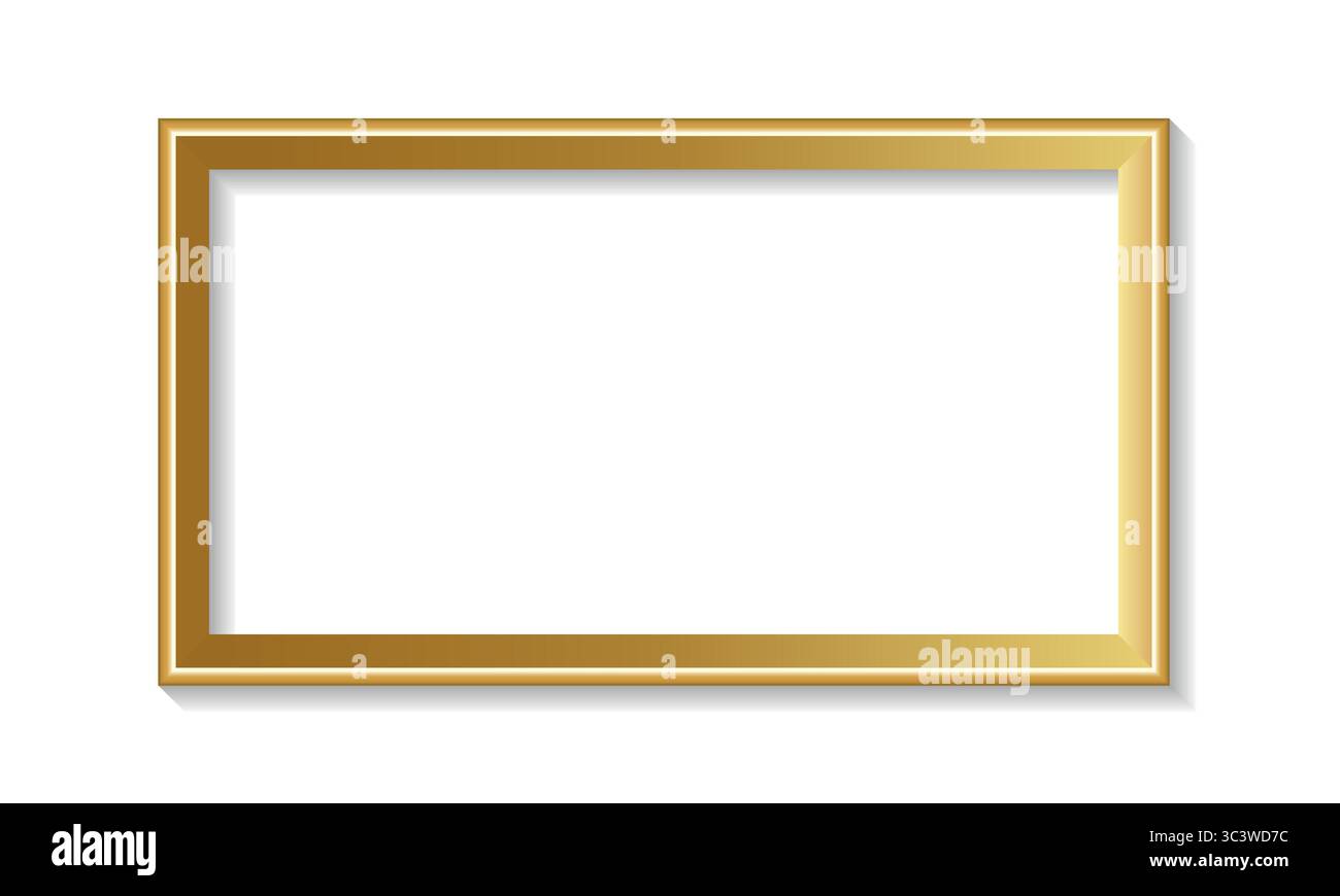 Decorative vintage golden frame. Gold rectangular photo frame for ...