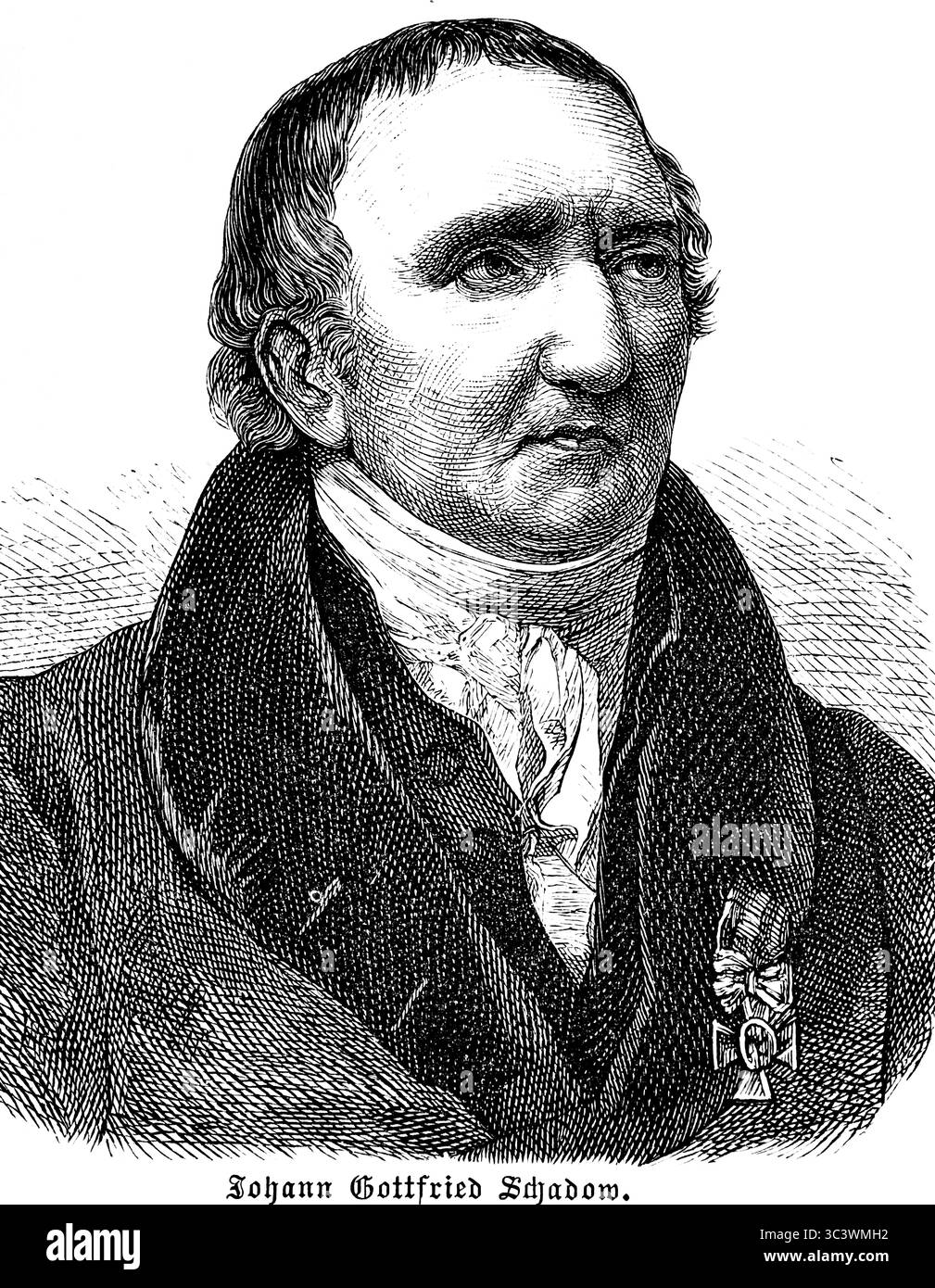 Johann Gottfried Schadow, Director of the Academy of Arts, sulptor of bronze sculpture of the quadriga Berlin, Prussia,  hisrorical Illustration 1886 Stock Photo