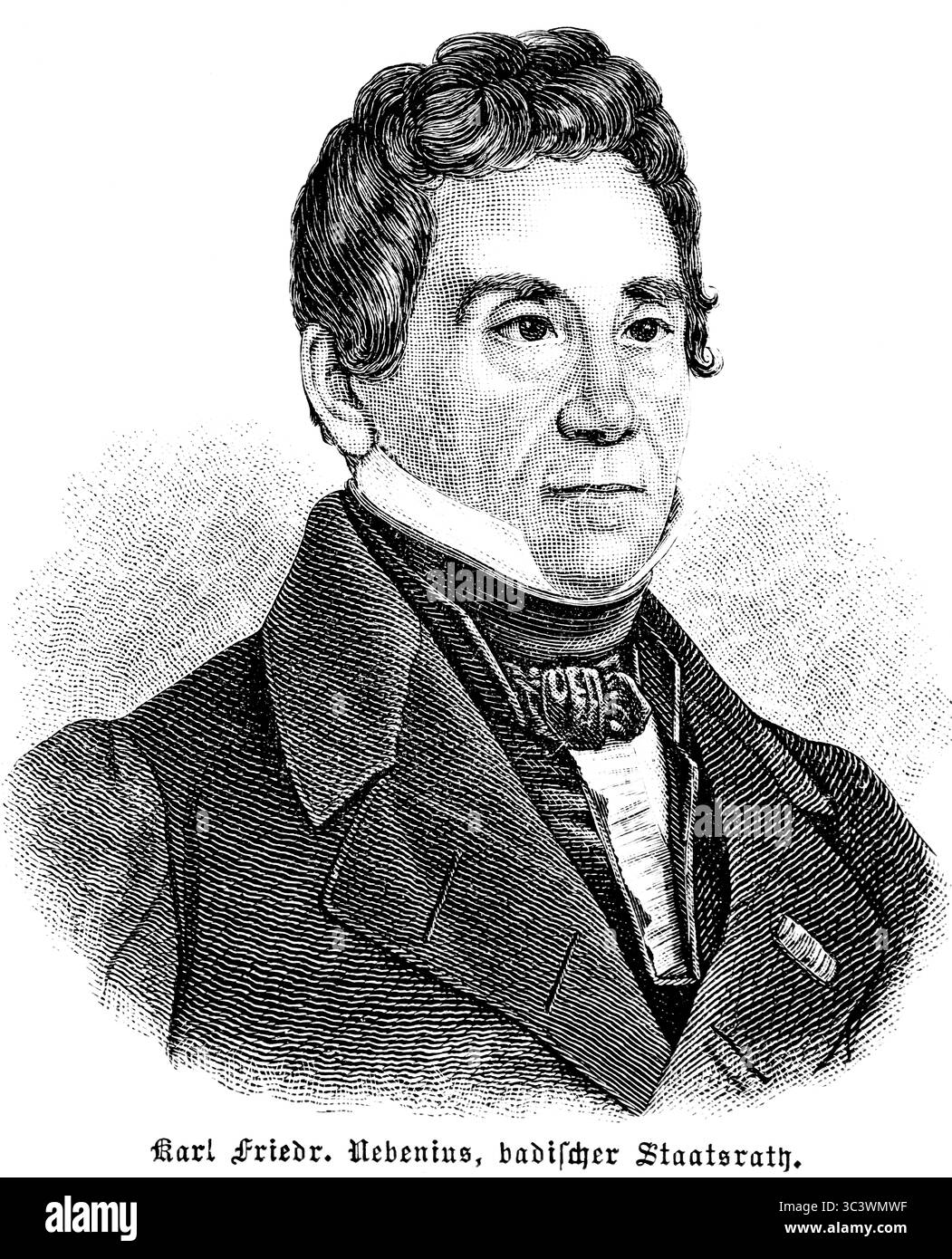 Karl Friedrich Nebenius (1784 - 1857), author of the Baden Constitution of 1818, Baden minister, Germany, hisrorical Illustration 1886 Stock Photo