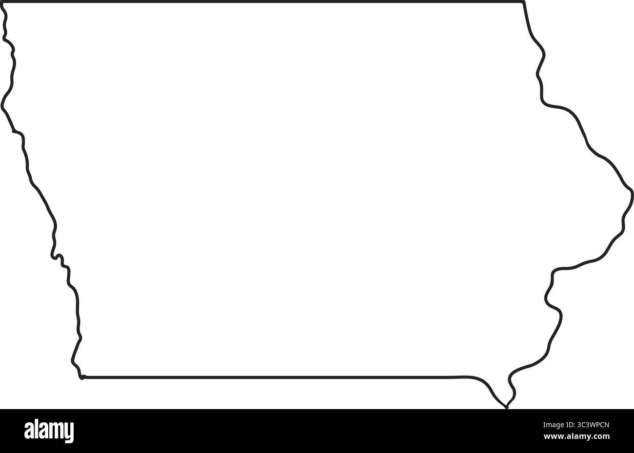 Outer map border of Iowa blank outline american state Stock Vector