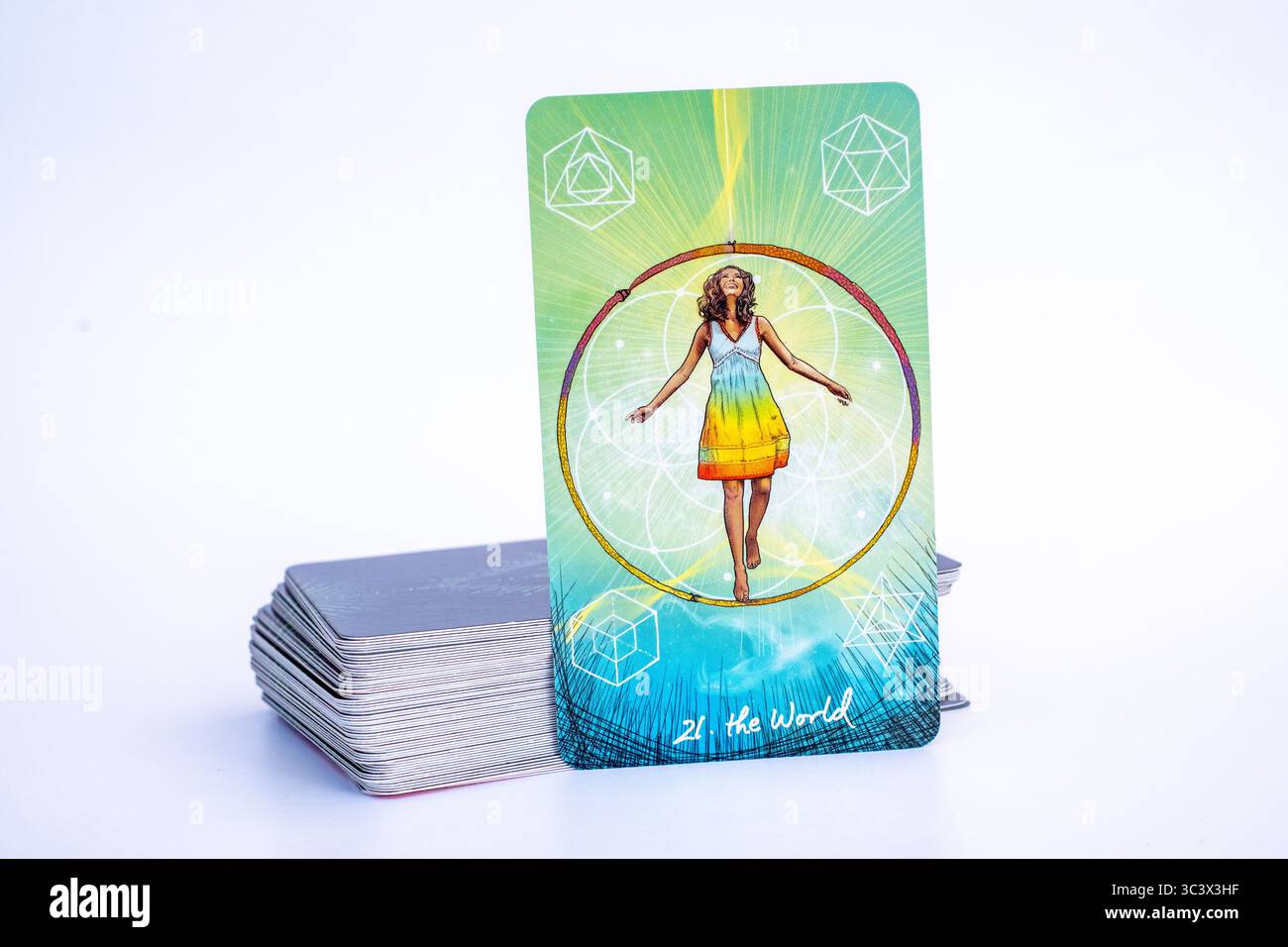 A Tarot card depicting The World, symbolizing completion, unity, and fulfillment in relationships and life.