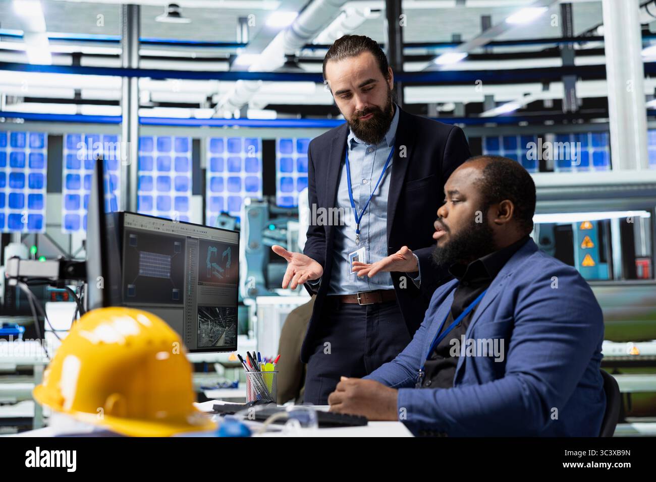 Two general directors business associates oversee production process ...