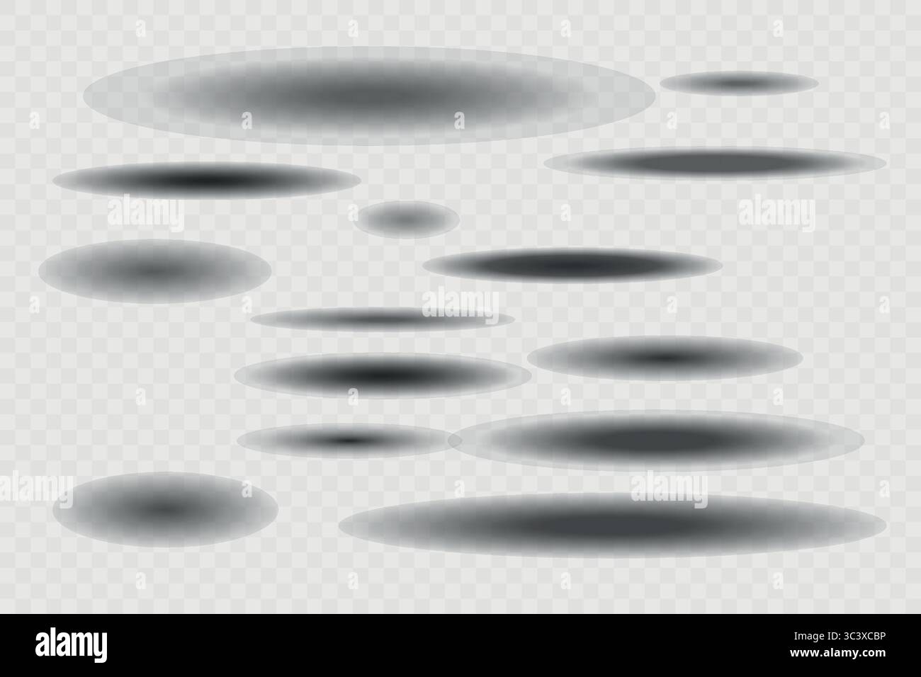 Different realistic round shadow, soft shapes on transparent background ...
