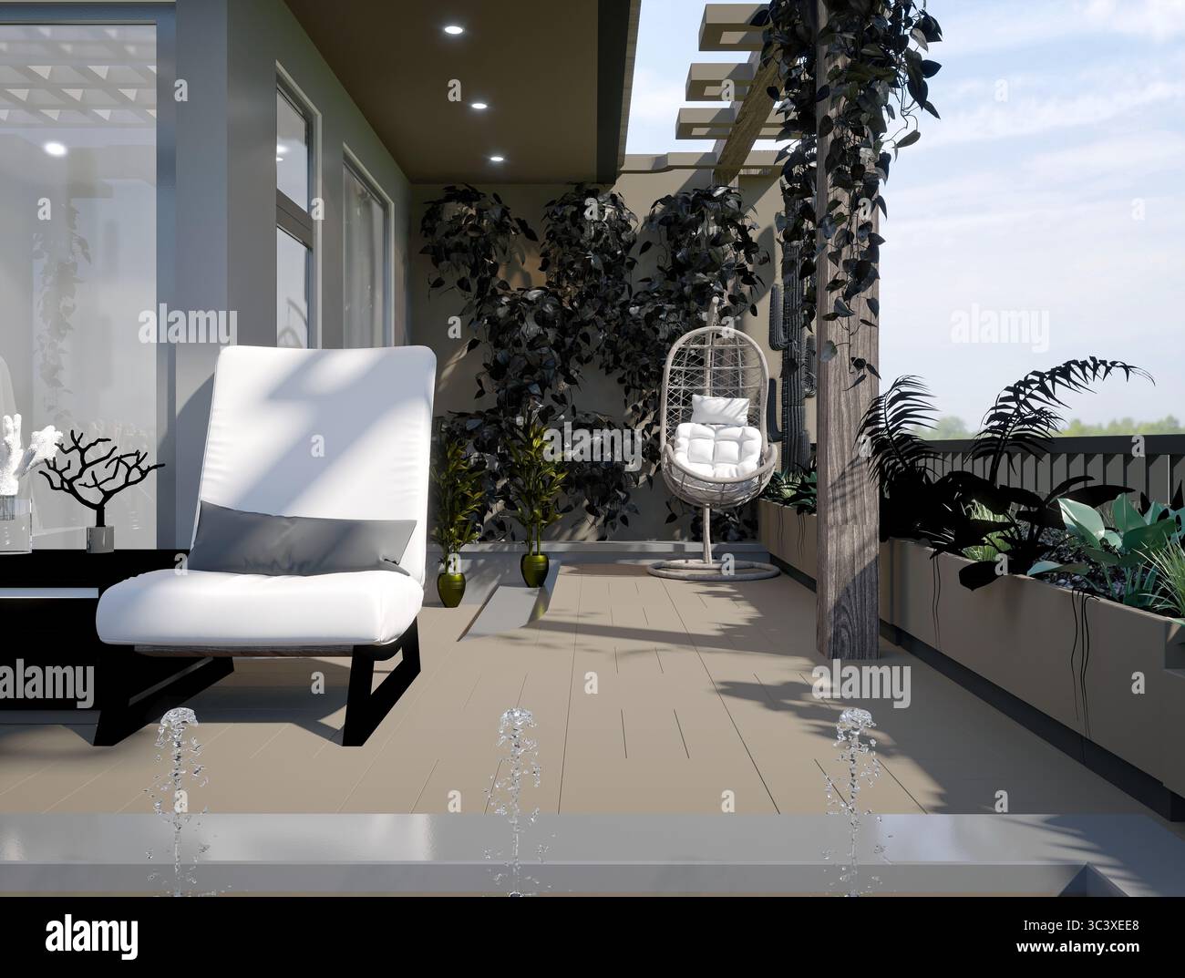 3d render outdoor terrace lifestyle Stock Photo - Alamy