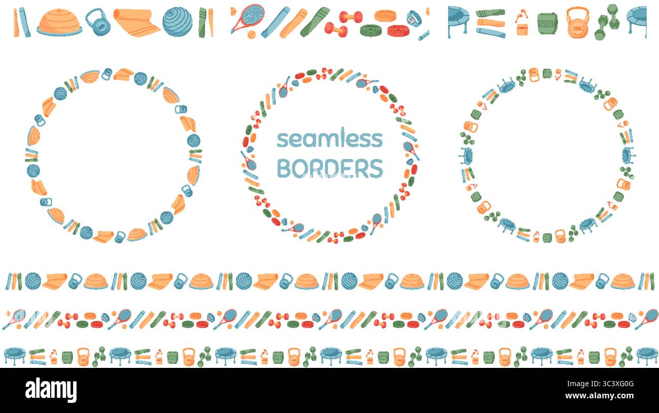 Seamless Sport Equipment Border Pattern Stock Vector
