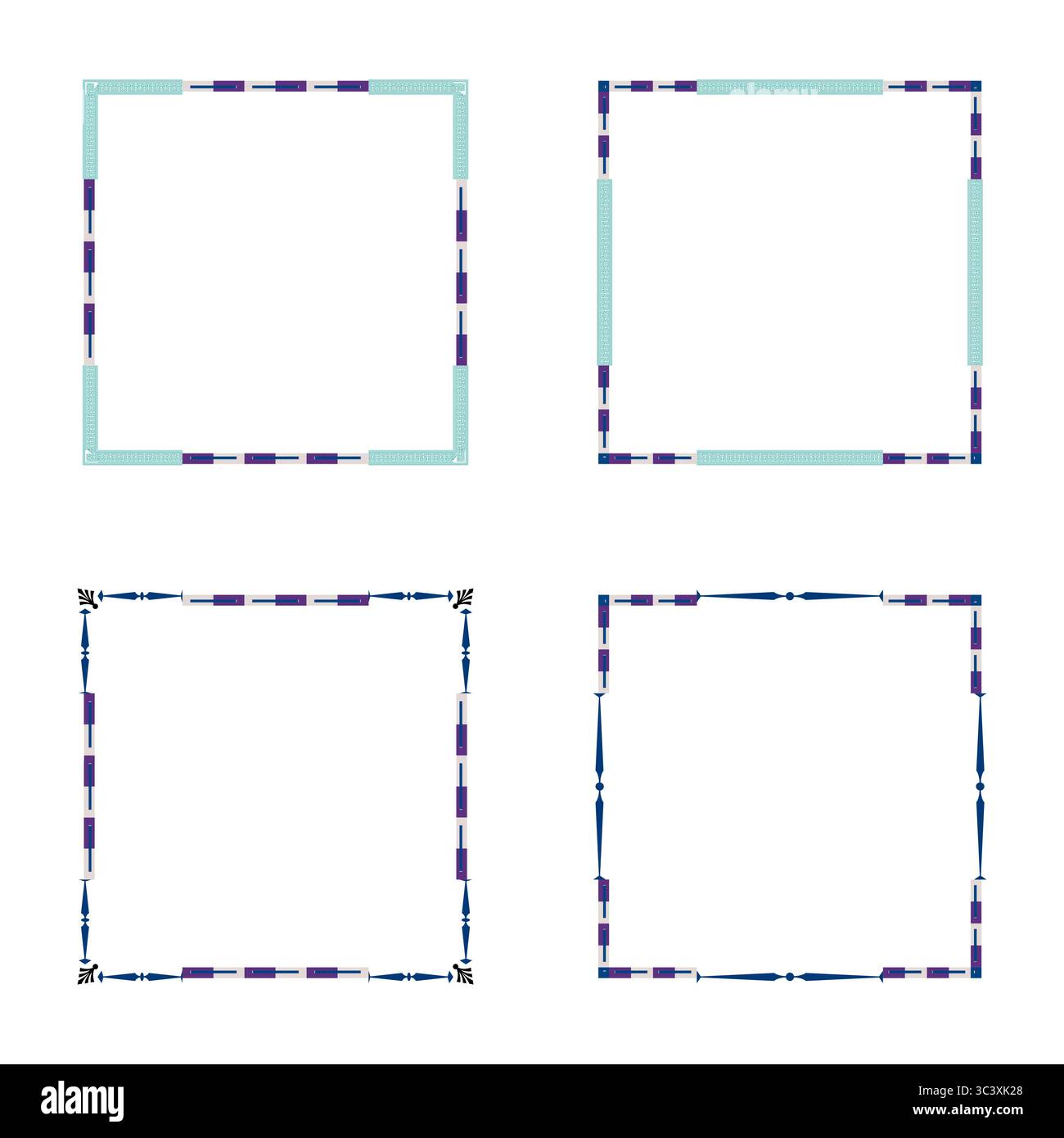 Fine border shape. Minimal drop ornament. Symmetric green pattern. Vector corner frame. Stock Vector