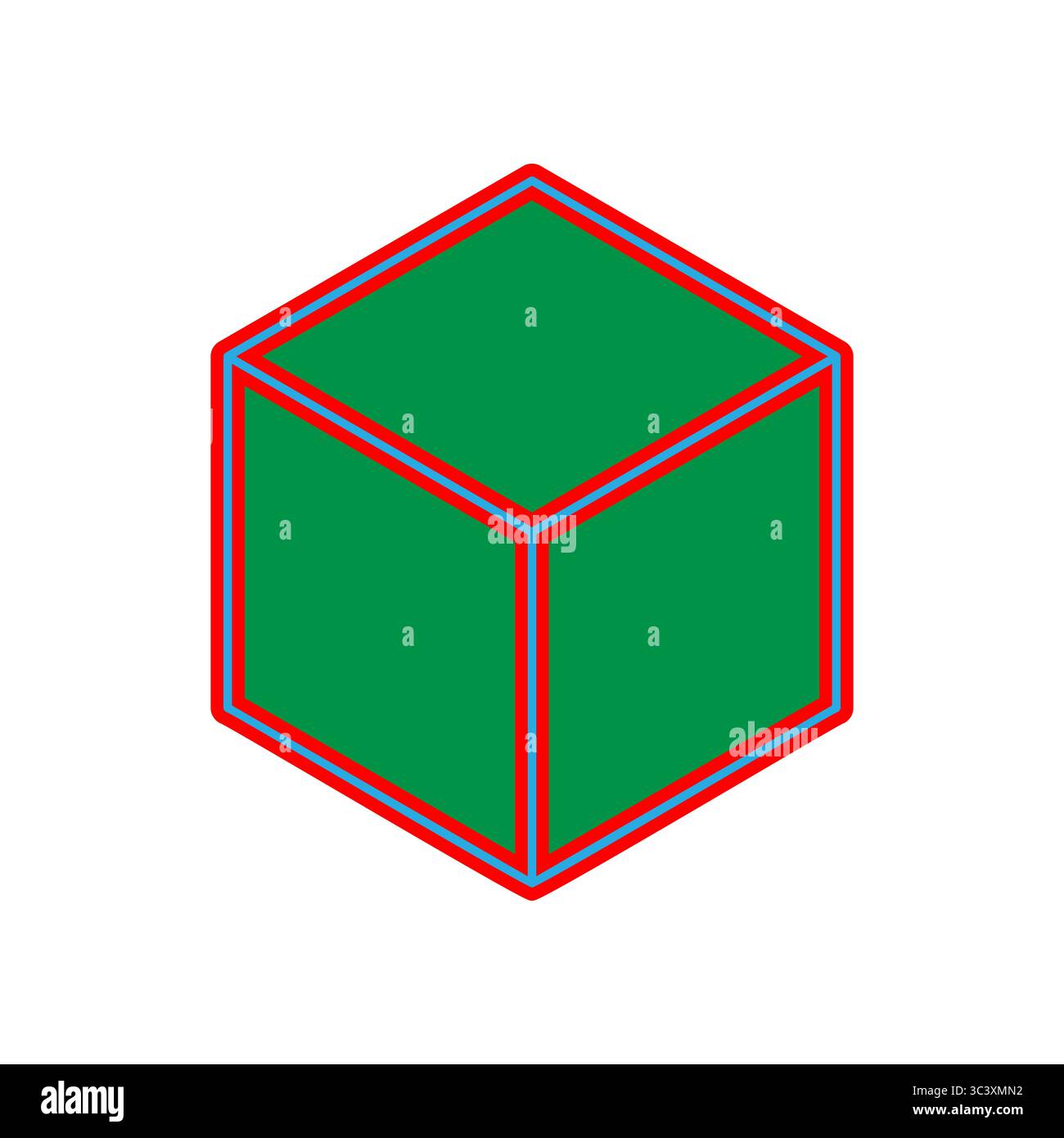 Three dimensional cube. Geometric shape Vector. Green box element. Abstract polygon form. Stock Vector