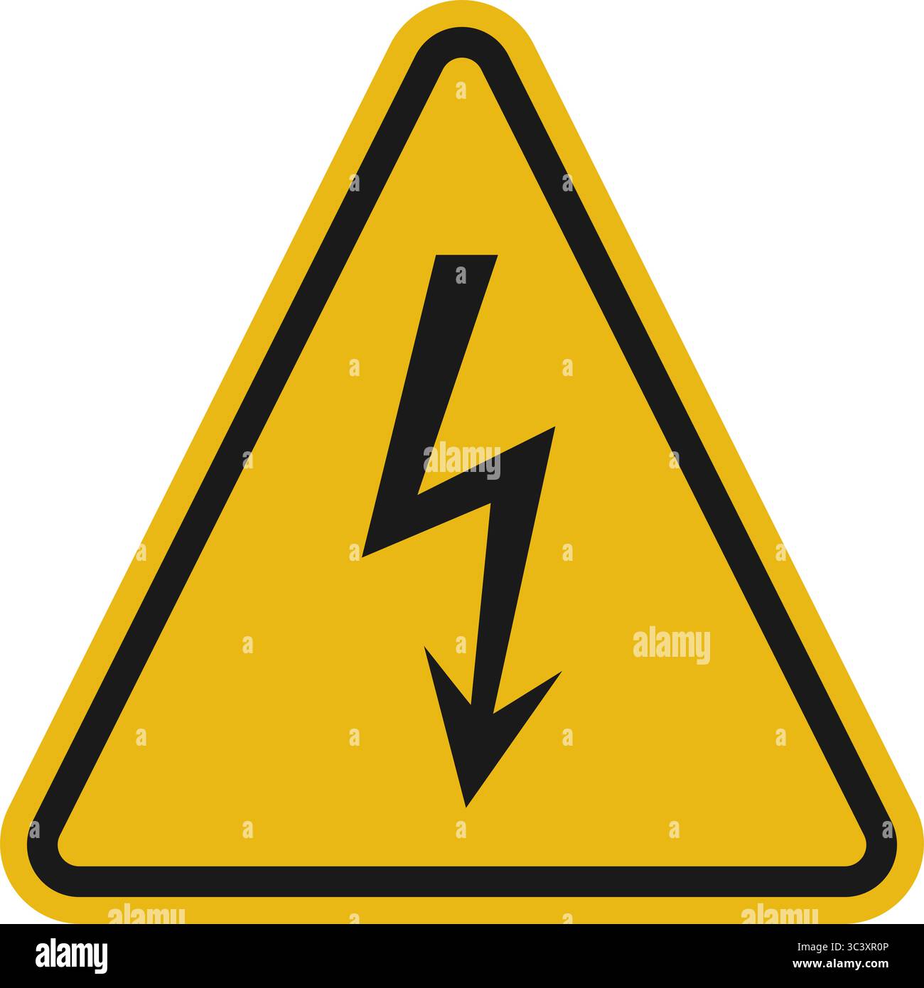Yellow and black electrical hazard triangle warning sign vector icon Stock Vector