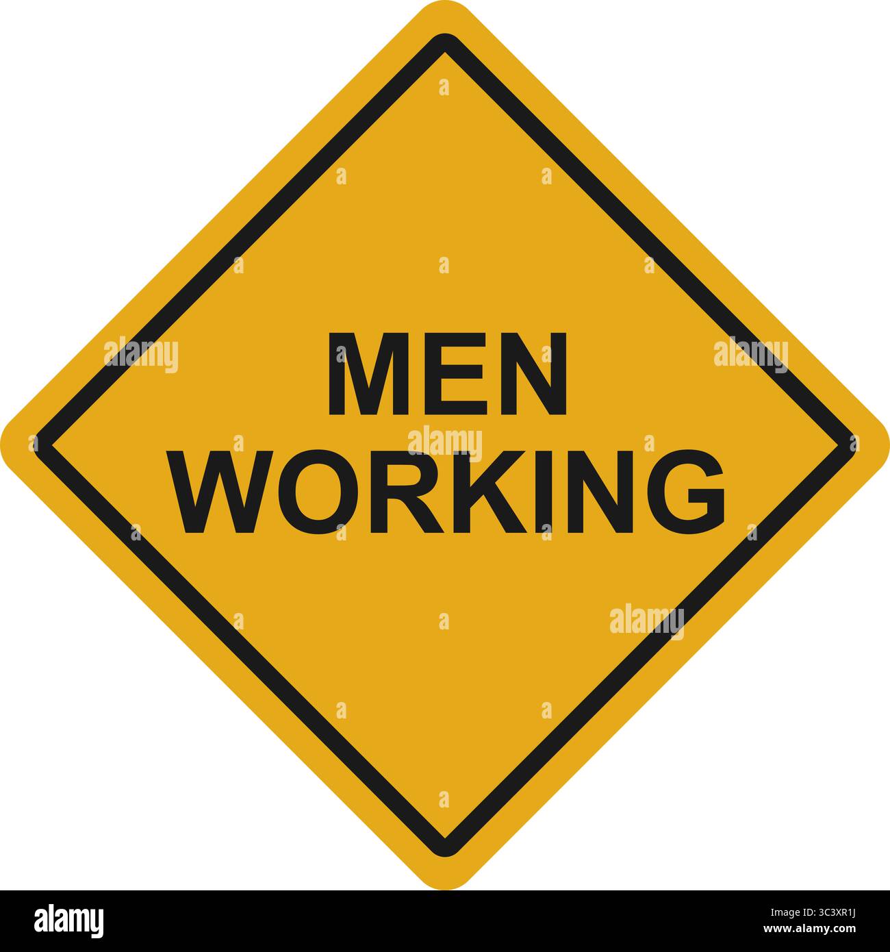 Square yellow and black men working road sign vector Stock Vector