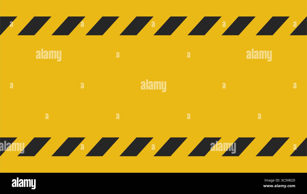 Yellow and black construction, caution or warning banner with copy space vector Stock Vector