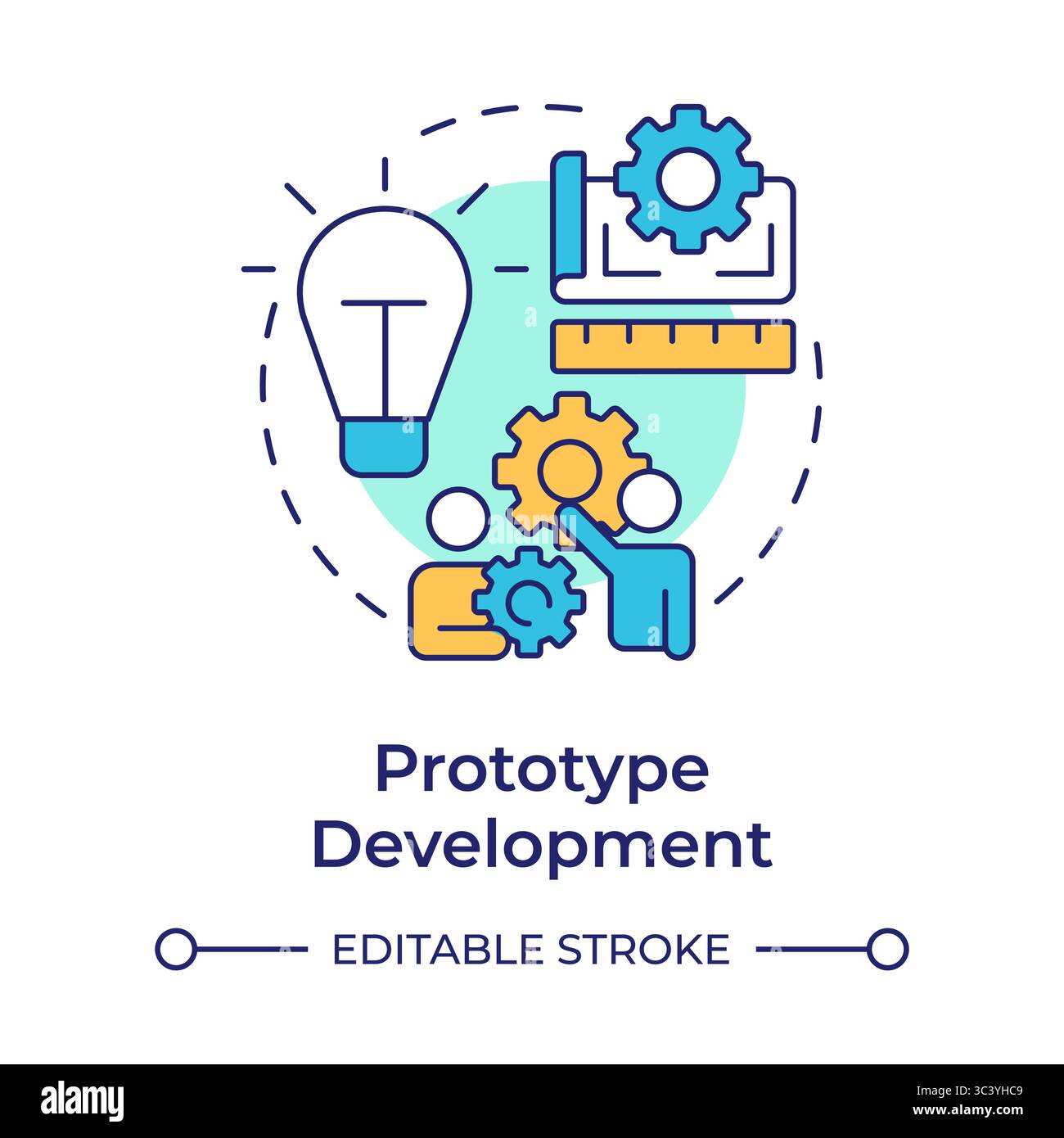 Prototype development multi color concept icon Stock Vector