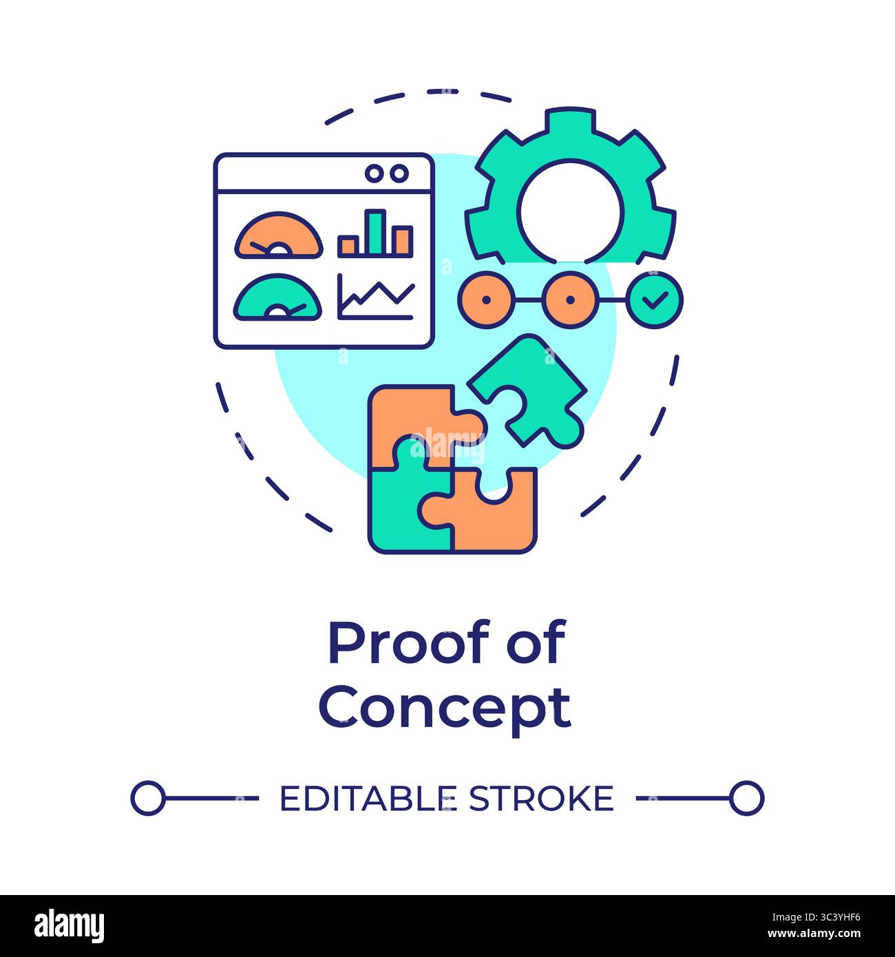 Proof of concept multi color concept icon Stock Vector