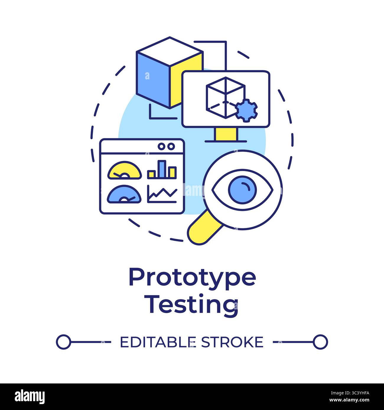 Prototype testing multi color concept icon Stock Vector
