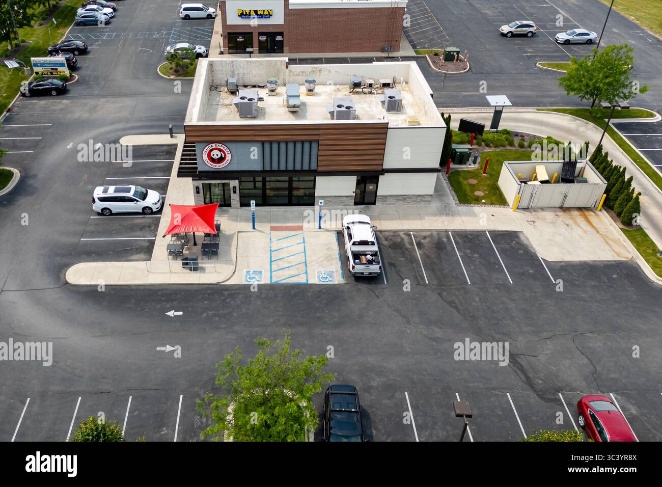 Perrysburgh,Ohio,USA-January 6 2025: Panda Express Chinese restaurant. aerial view of modern fast food cuisine  Stock Photo