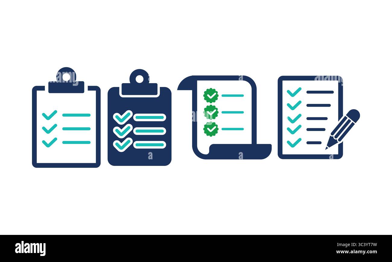 Illustrated Checklist and Task Icons for Productivity Tools Stock Vector
