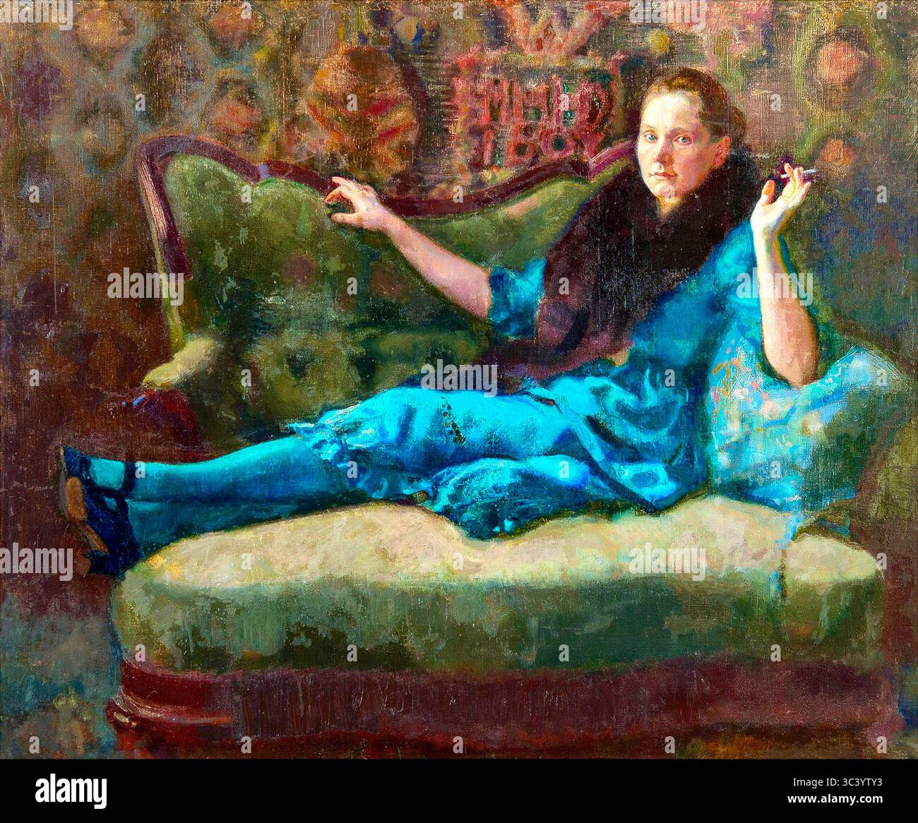 Antti Favén - Lady in a Fur Boa - 1930 Stock Photo