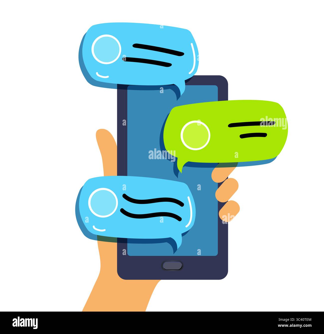 the idea of dialogue on the Internet. a conversation in an online store. Stock Vector