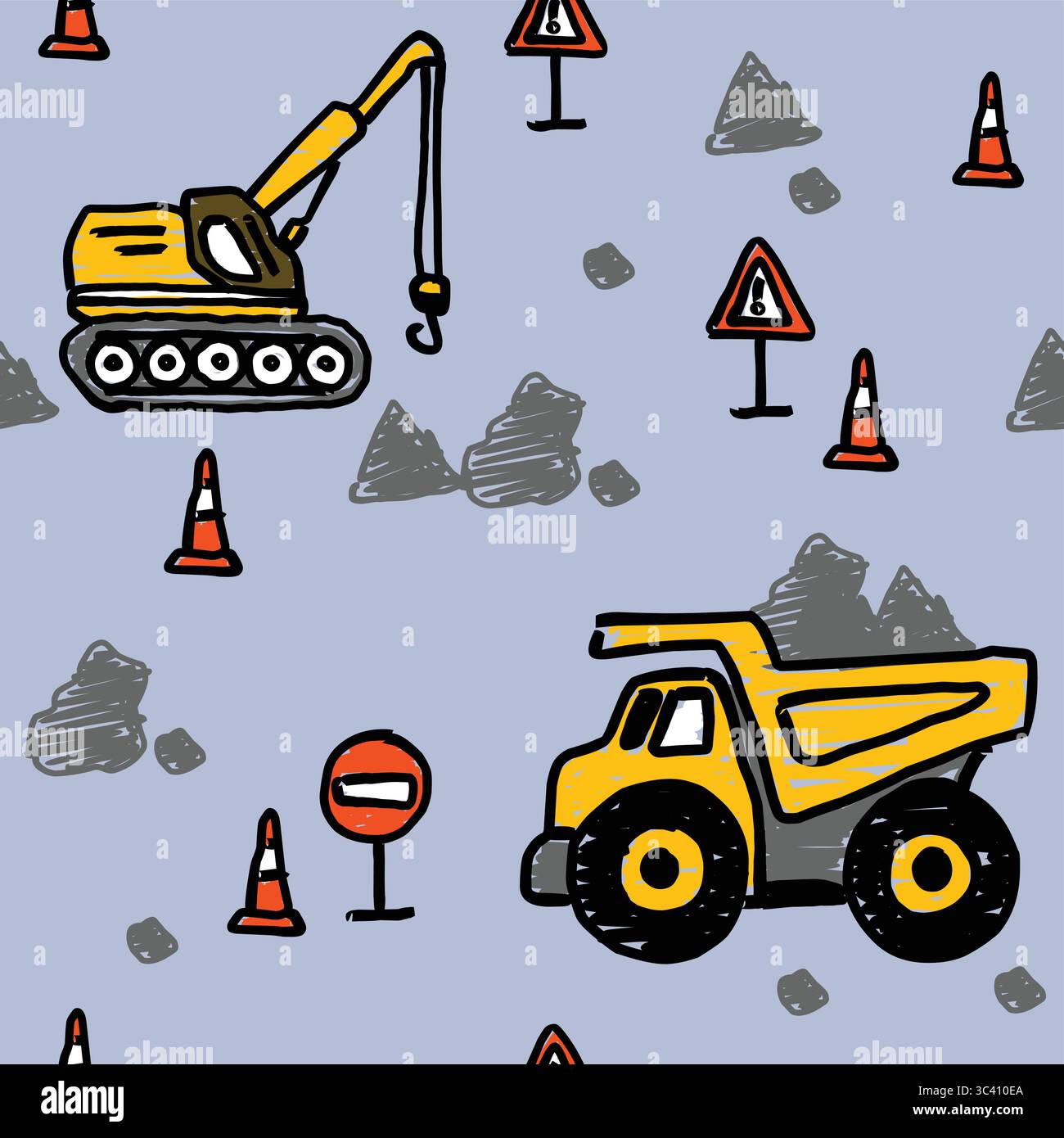 construction cartoon doodle vector set Stock Vector