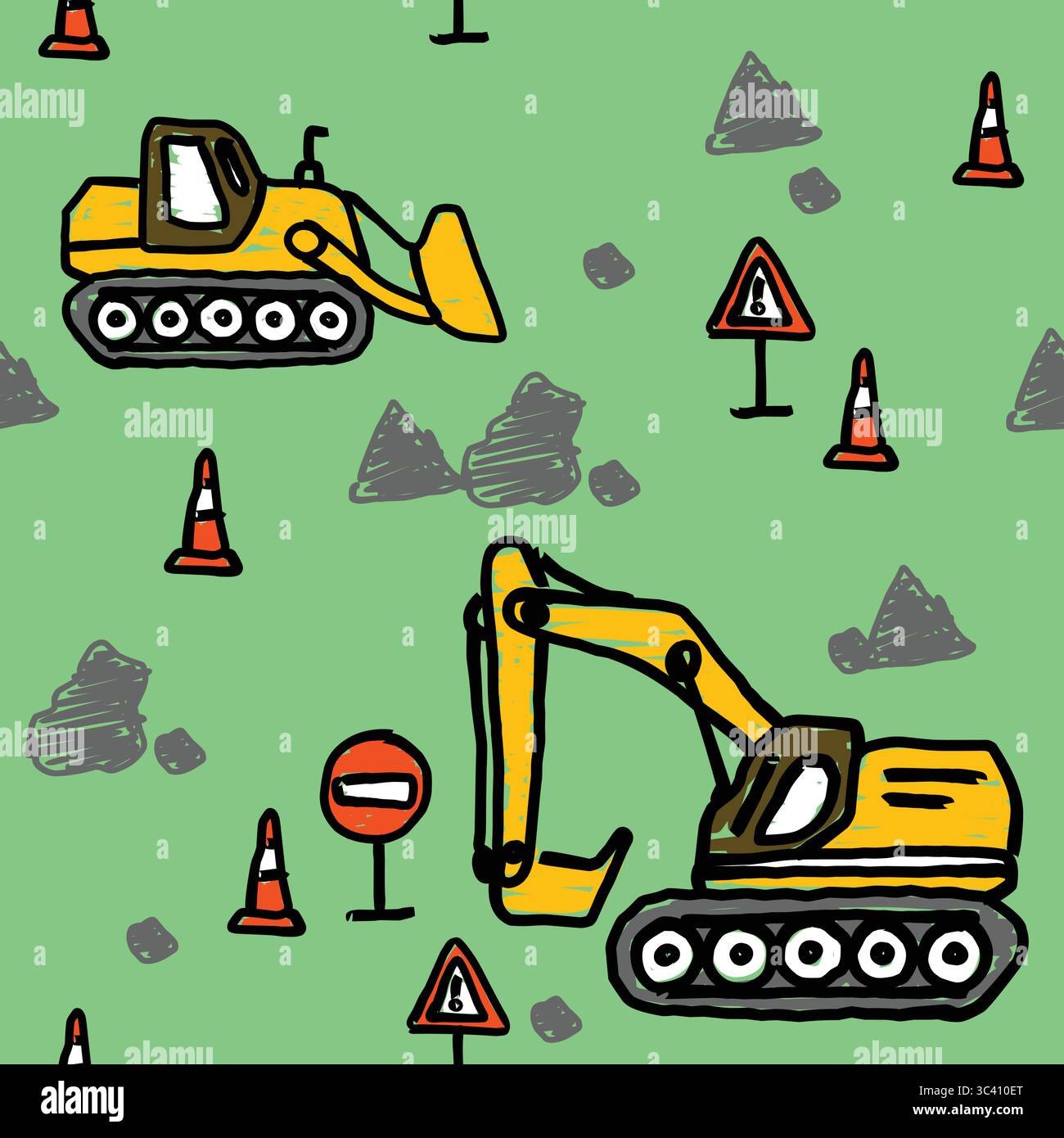 construction cartoon doodle vector set Stock Vector