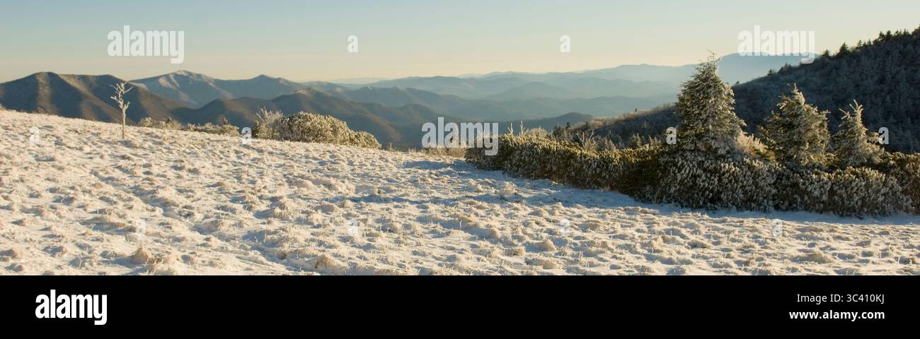 Rime Ridge Rime ice and Blue Ridge Mountains, Roan Highlands, North Carolina Stock ...