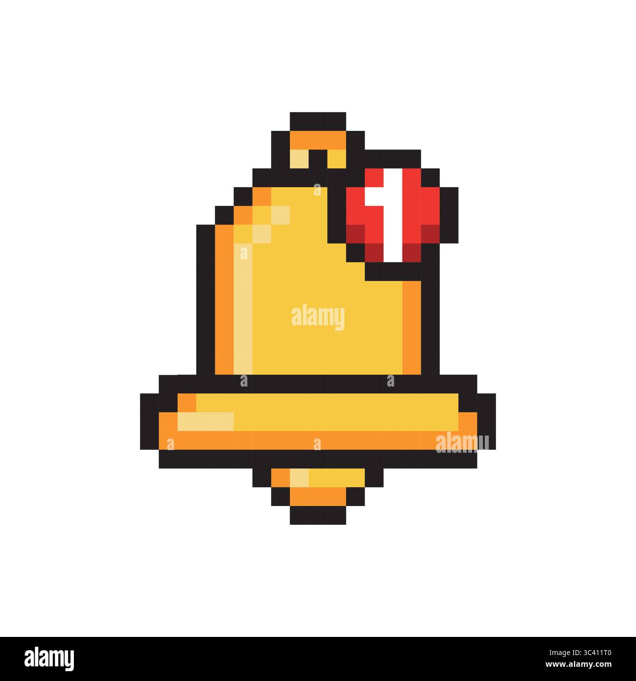 Pixel bell, incoming message notification, 8 bit bell signal. Vector illustration Stock Vector