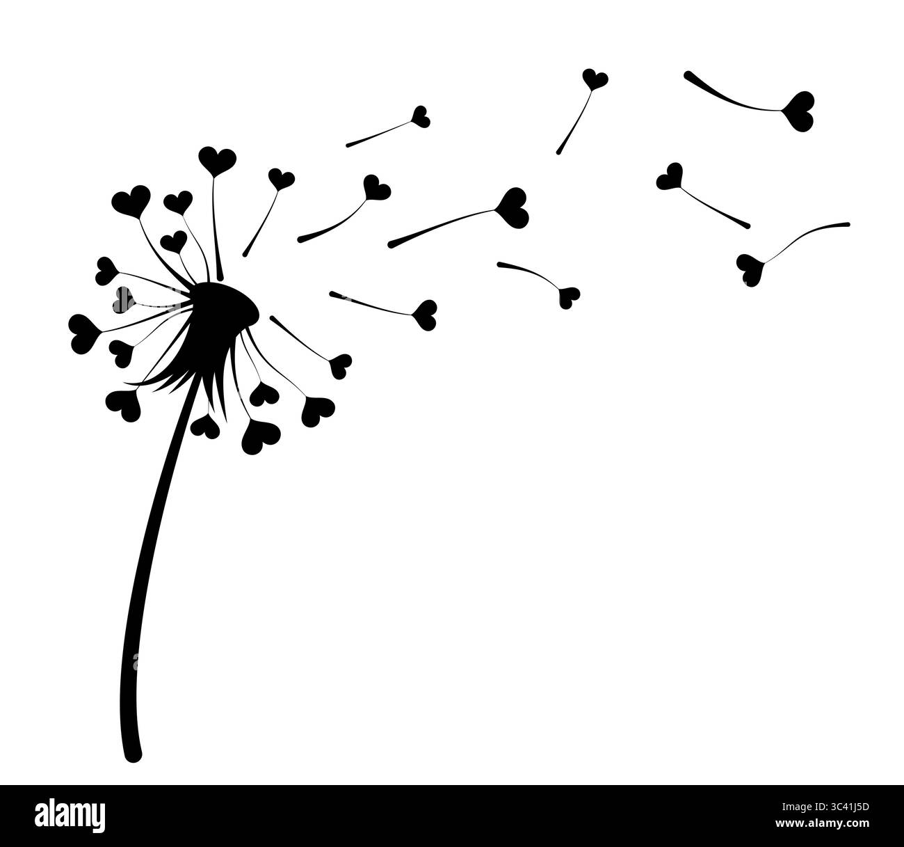 Dandelion with hearts. Stock Vector