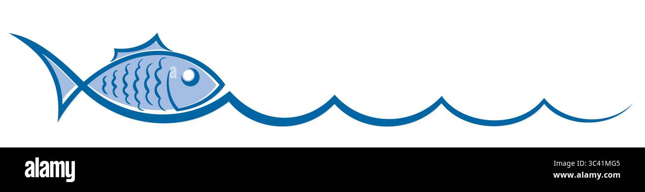 Sea fish with a blue wave. Stock Vector