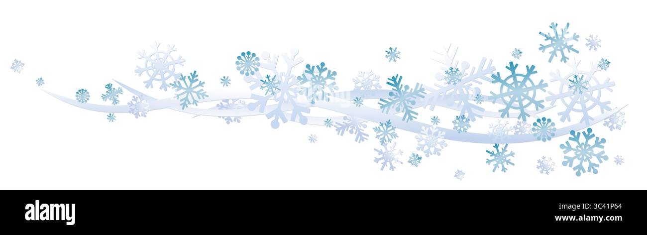 A winter blue background with the snowfall. Stock Vector