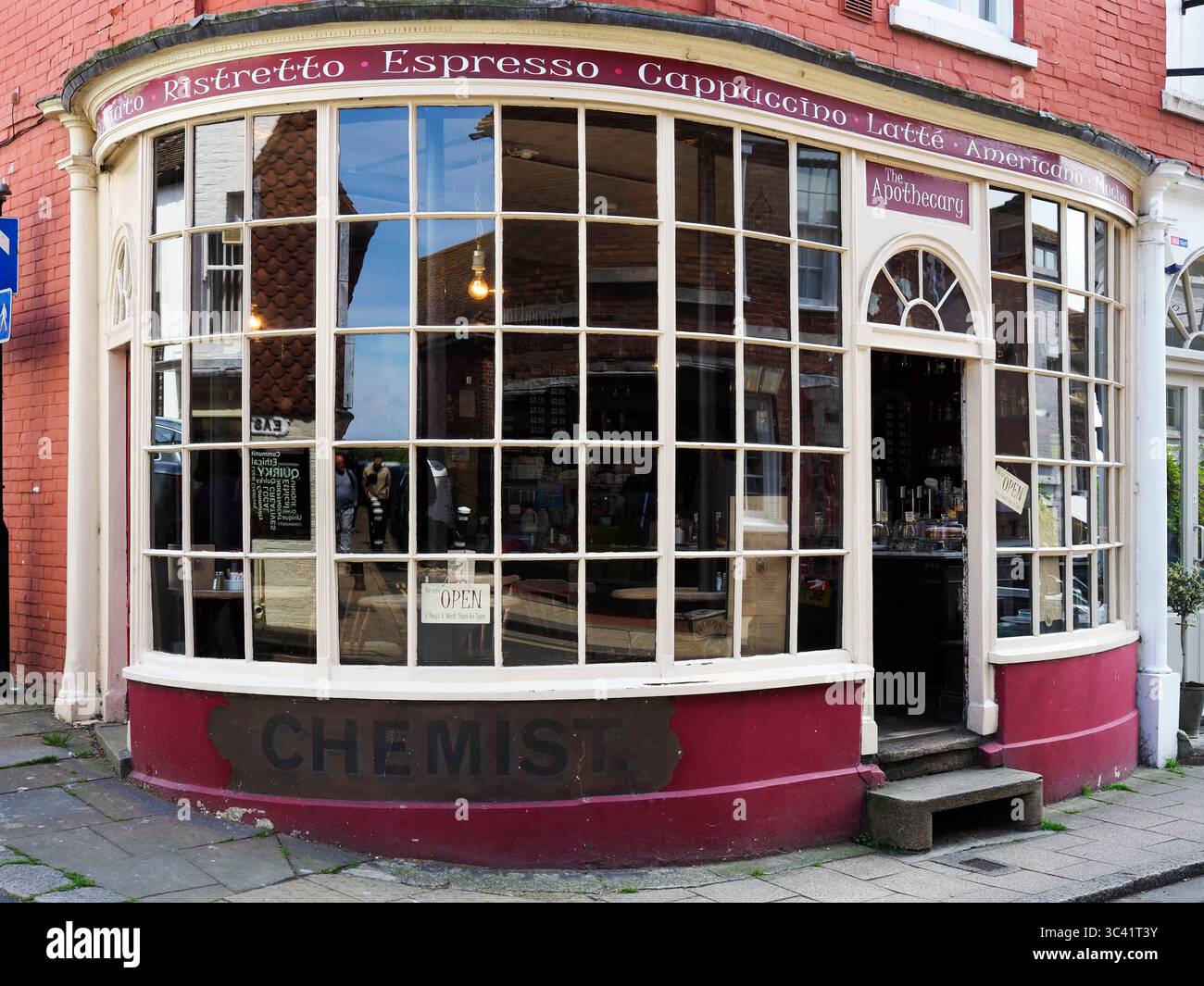 The Apothecary cafe on the coirner of High Street and East Street in Rye East Sussex England Stock Photo