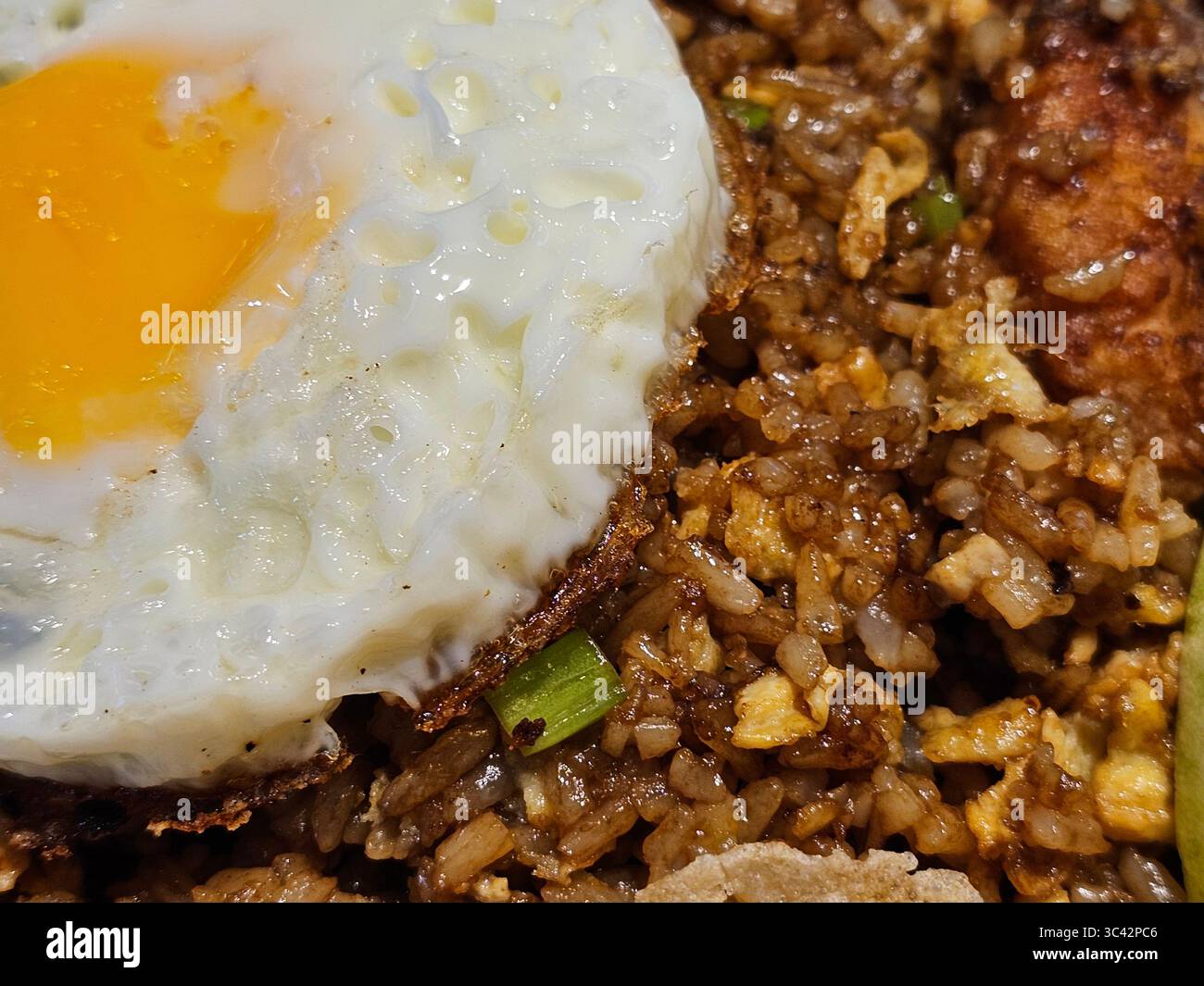 Fried Rice with Sunny side up egg - Smartphone Captured Stock Image