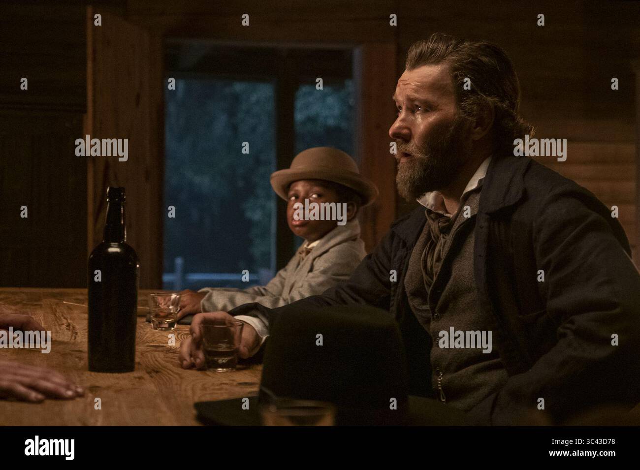 August 30, 2019: Ridgeway (Joel Edgerton) and his sidekick, Homer (Chase Dillon), are chasing Cora in ''The Underground Railroad. (Credit Image: © TNS via ZUMA Wire) Stock Photo