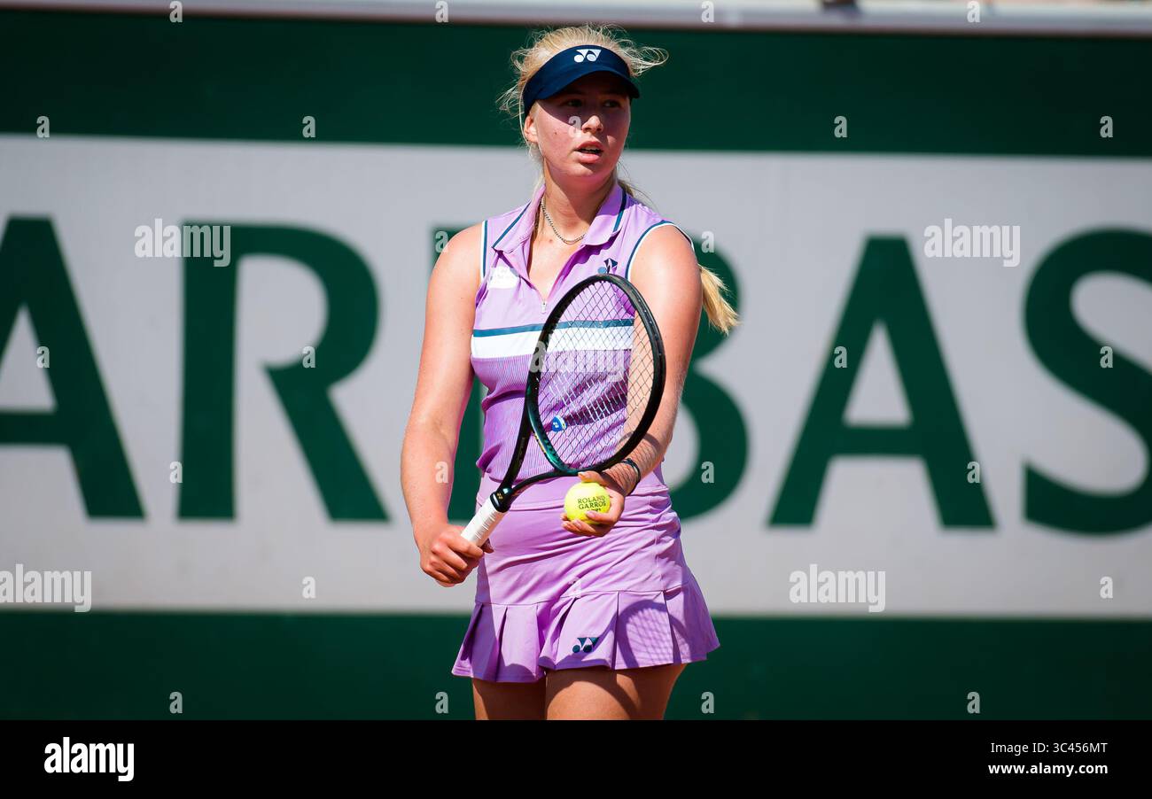 May 30, 2021: Clara Tauson of Denmark in action during the first round of the 2021 Roland Garros Grand Slam Tournament against Ekaterine Gorgodze of Georgia (Credit Image: © Rob Prange/AFP7 via ZUMA Wire) Stock Photo