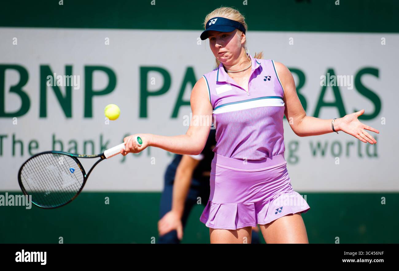 May 30, 2021: Clara Tauson of Denmark in action during the first round of the 2021 Roland Garros Grand Slam Tournament against Ekaterine Gorgodze of Georgia (Credit Image: © Rob Prange/AFP7 via ZUMA Wire) Stock Photo